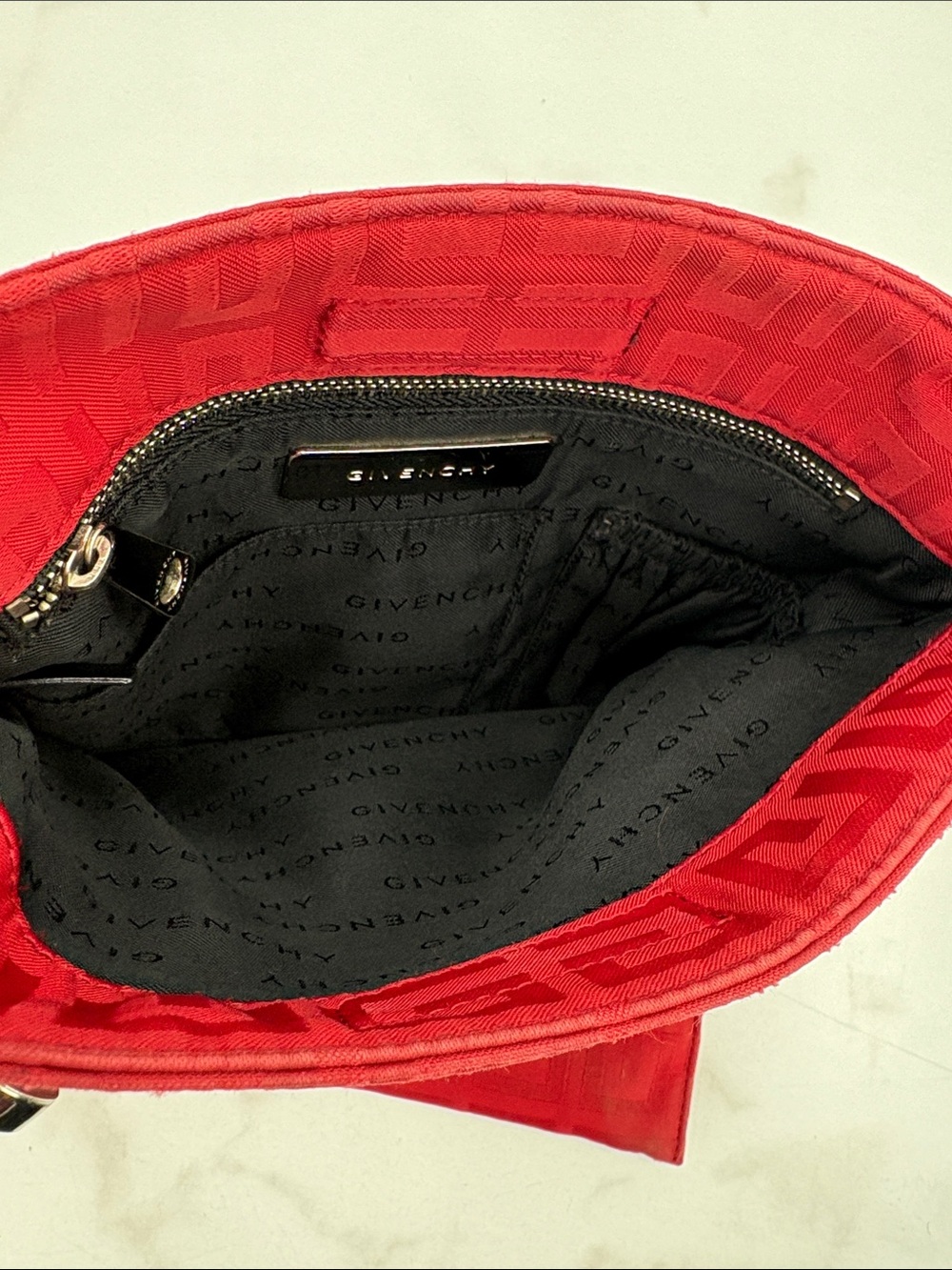 Givenchy Red Jacquard Slim Crossbody with Logo Webbed Strap - Picture 12 of 12